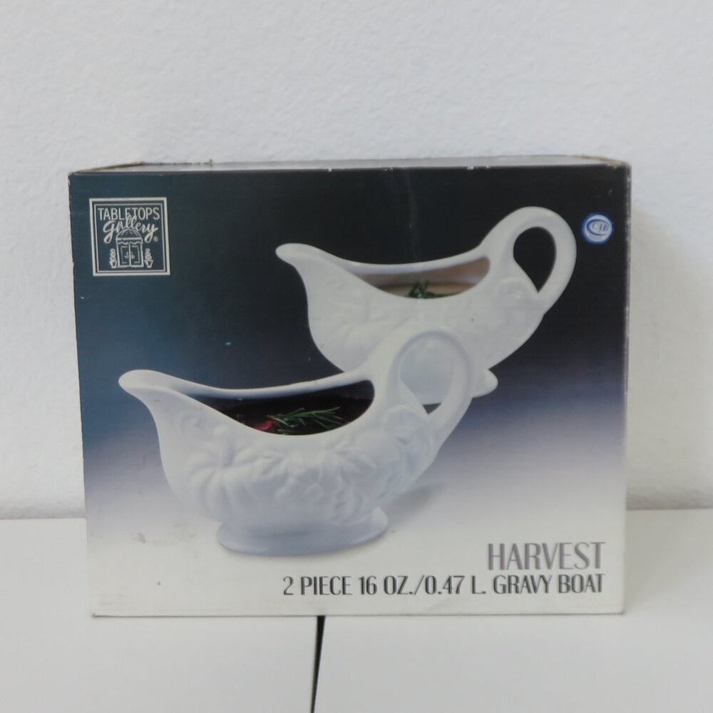 Tabletops Gallery Harvest Ceramic Gravy Boats 2 Piece Set ~ 16 OZ.